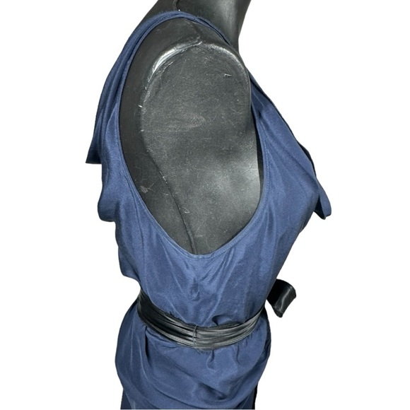 Gryphon Belle Maxi Dress 100% Silk Belted Navy Blue H11SE465 Size Small - Picture 5 of 15